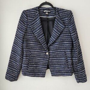 Karl Lagerfeld Navy and White Striped Blazer